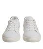 Dolce & Gabbana White Suede Leather Low Top Sneakers Shoes