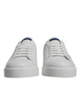 Dolce & Gabbana White Blue Leather Logo Low Top Sneakers Shoes