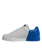 Dolce & Gabbana White Blue Leather Logo Low Top Sneakers Shoes
