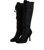 Dolce & Gabbana Black Lace Up Heels High Boots Shoes