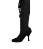 Dolce & Gabbana Black Lace Up Heels High Boots Shoes