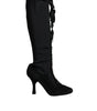 Dolce & Gabbana Black Lace Up Heels High Boots Shoes