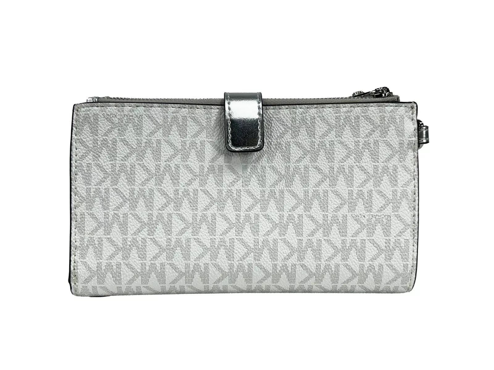 Portefeuille Michael Kors Jet Set Travel à double fermeture éclair et dragonne Blanc