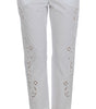 Dolce & Gabbana Elegant White Floral Cutout Dress Pants