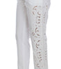 Dolce & Gabbana Elegant White Floral Cutout Dress Pants