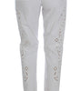 Dolce & Gabbana Elegant White Floral Cutout Dress Pants