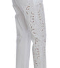 Dolce & Gabbana Elegant White Floral Cutout Dress Pants