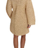 Dolce & Gabbana Beige Cardigan Crochet Knitted Raffia Sweater