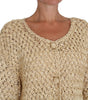 Dolce & Gabbana Beige Cardigan Crochet Knitted Raffia Sweater