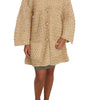Dolce & Gabbana Beige Cardigan Crochet Knitted Raffia Sweater