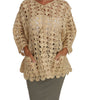 Dolce & Gabbana Beige Cardigan Crochet Knitted Raffia Sweater
