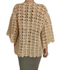 Dolce & Gabbana Beige Cardigan Crochet Knitted Raffia Sweater