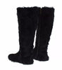 Dolce & Gabbana Black Xiangao Lamb Fur Leather Boots Shoes