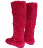 Dolce & Gabbana Pink Lamb Fur Leather Flat Boots Shoes