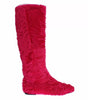 Dolce & Gabbana Pink Lamb Fur Leather Flat Boots Shoes