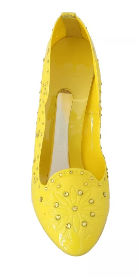 Chaussures à talons en cristal jaune Dolce & Gabbana CINDERELLA