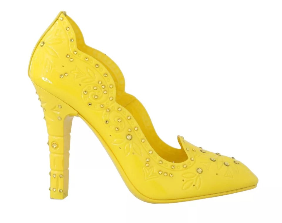 Chaussures à talons en cristal jaune Dolce & Gabbana CINDERELLA