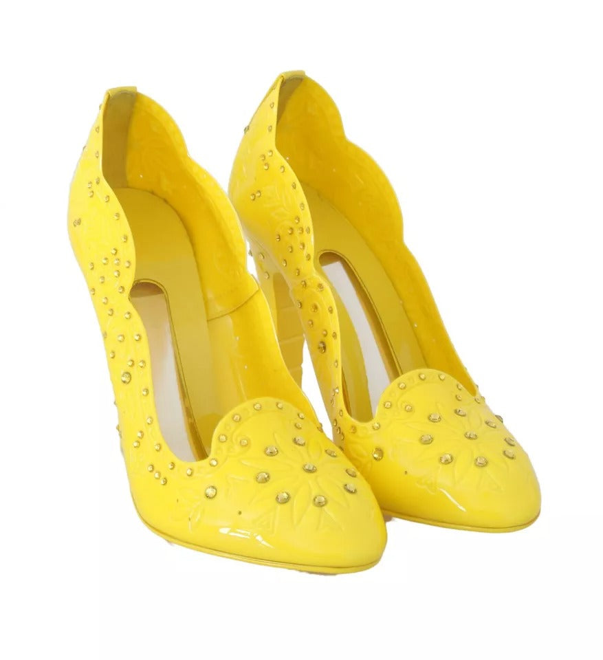Chaussures à talons en cristal jaune Dolce & Gabbana CINDERELLA