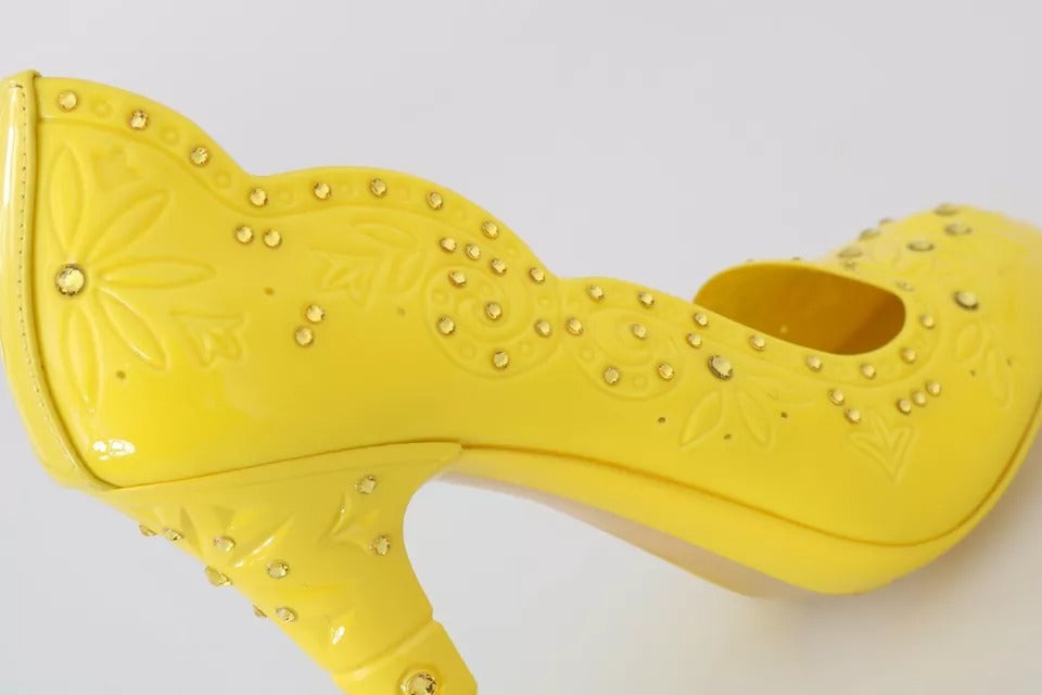 Chaussures à talons en cristal jaune Dolce & Gabbana CINDERELLA