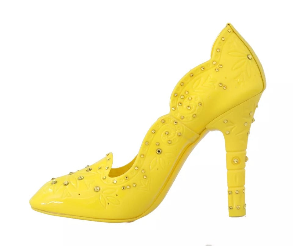 Chaussures à talons en cristal jaune Dolce & Gabbana CINDERELLA