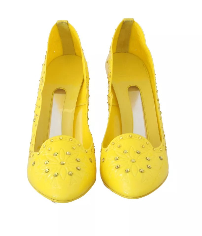 Chaussures à talons en cristal jaune Dolce & Gabbana CINDERELLA