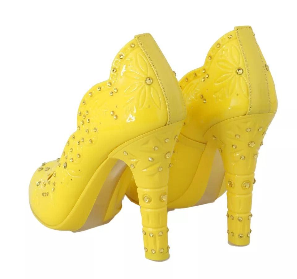 Chaussures à talons en cristal jaune Dolce & Gabbana CINDERELLA