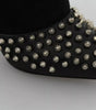 Philipp Plein Black Suede Studded Heels Ankle Boots Shoes