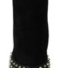 Philipp Plein Black Suede Studded Heels Ankle Boots Shoes