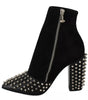 Philipp Plein Black Suede Studded Heels Ankle Boots Shoes