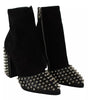 Philipp Plein Black Suede Studded Heels Ankle Boots Shoes