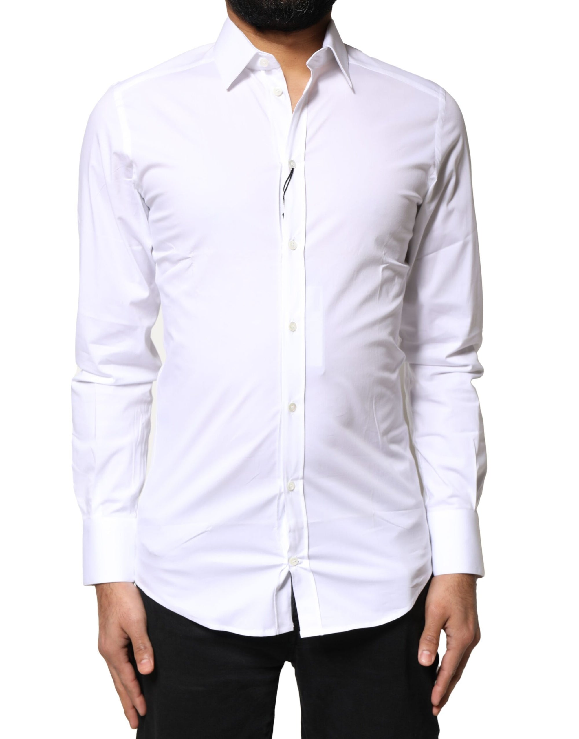 Chemise à manches longues en coton Dolce &amp; Gabbana White GOLD