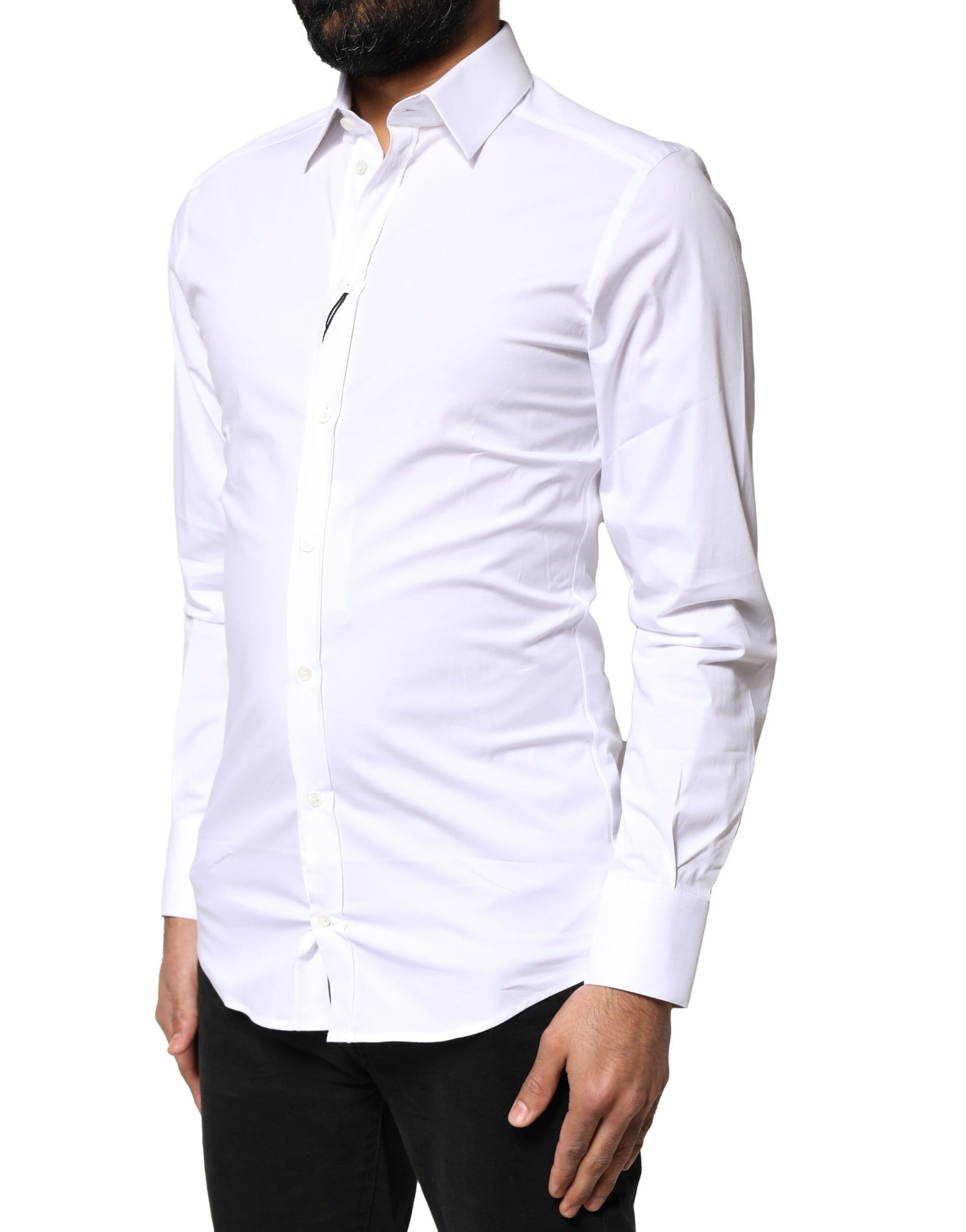 Chemise à manches longues en coton Dolce &amp; Gabbana White GOLD