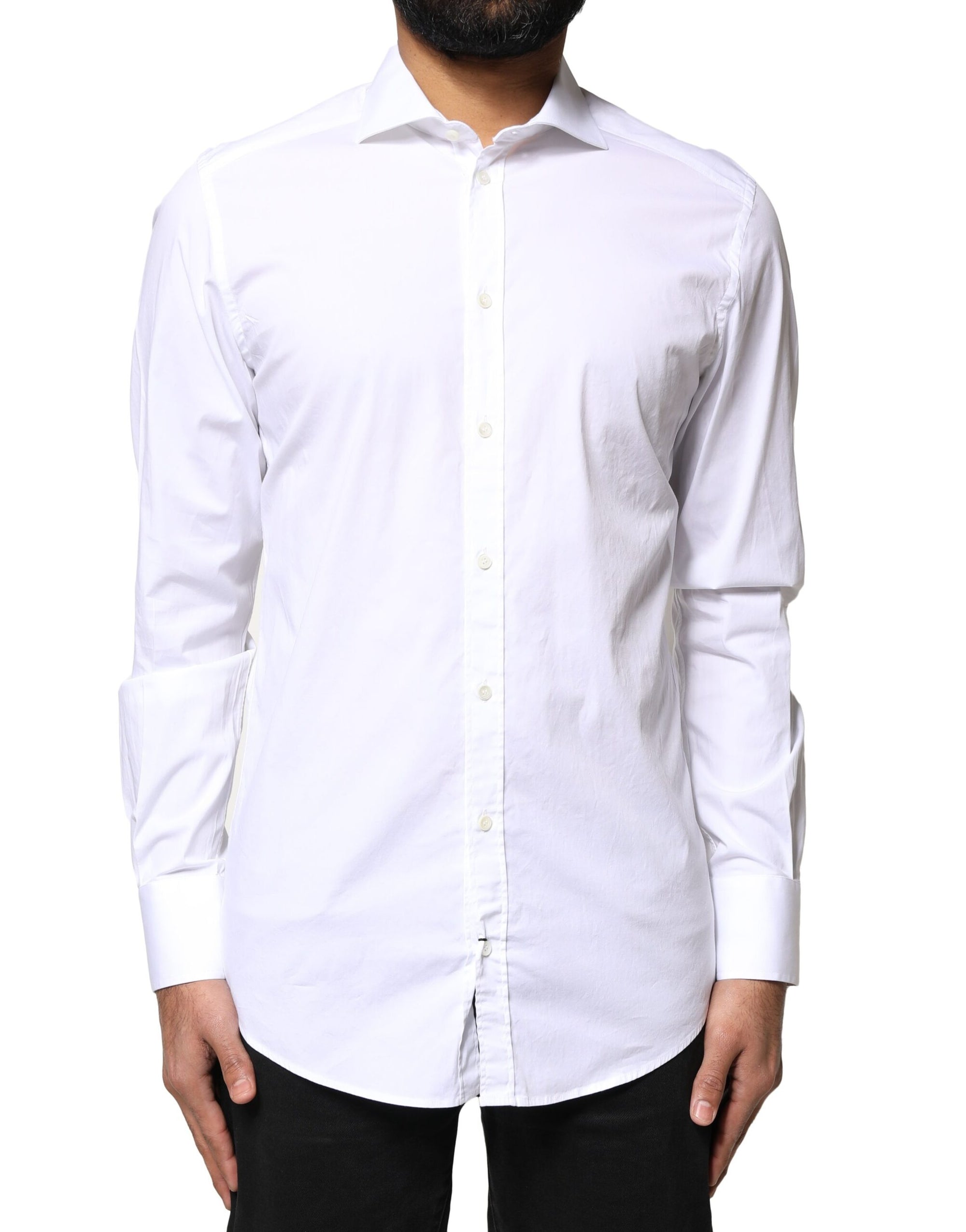 Chemise à manches longues en coton Dolce &amp; Gabbana White GOLD