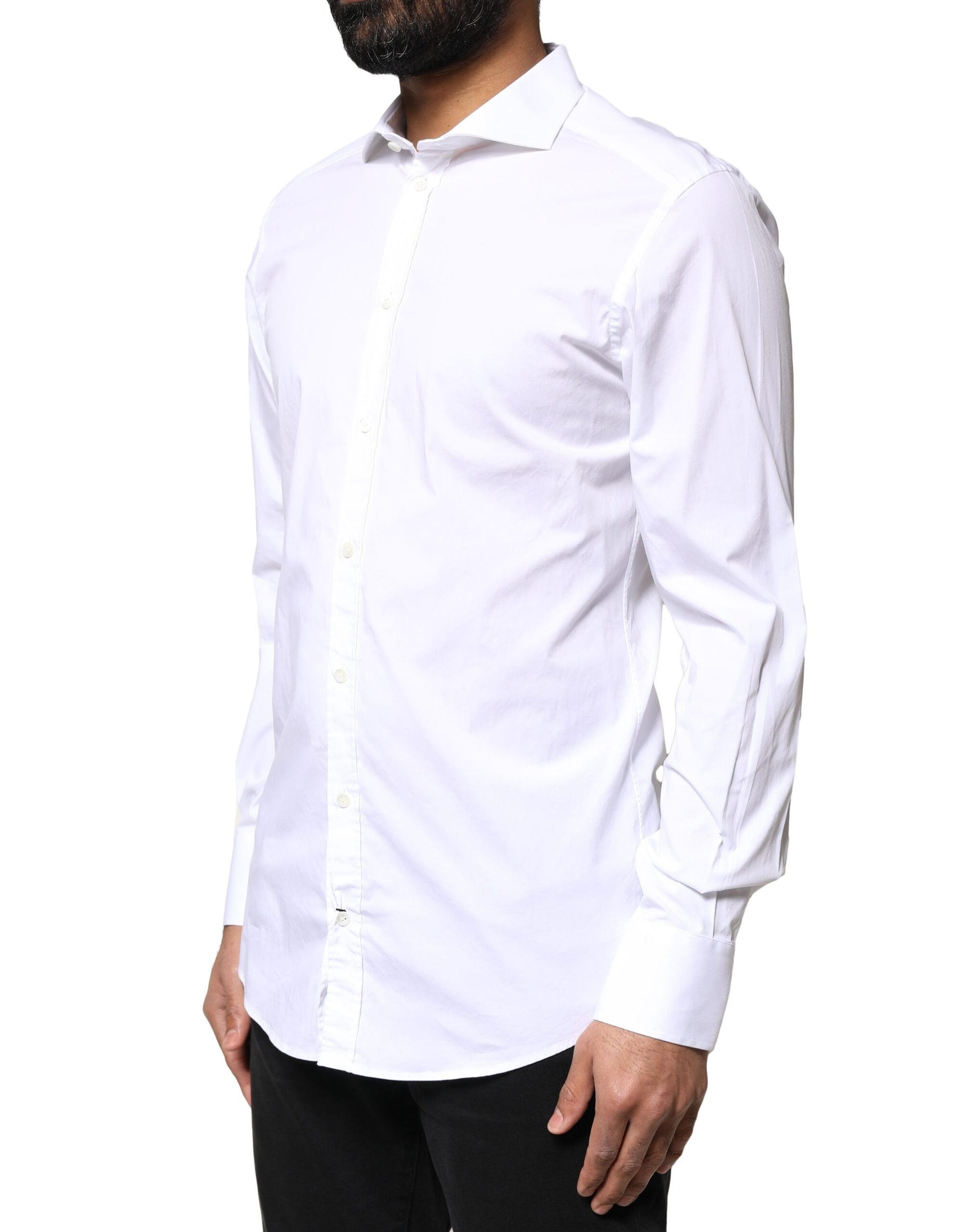 Chemise à manches longues en coton Dolce &amp; Gabbana White GOLD