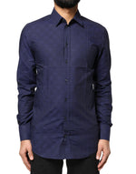 Chemise habillée à carreaux bleus Dolce & Gabbana en tartan doré