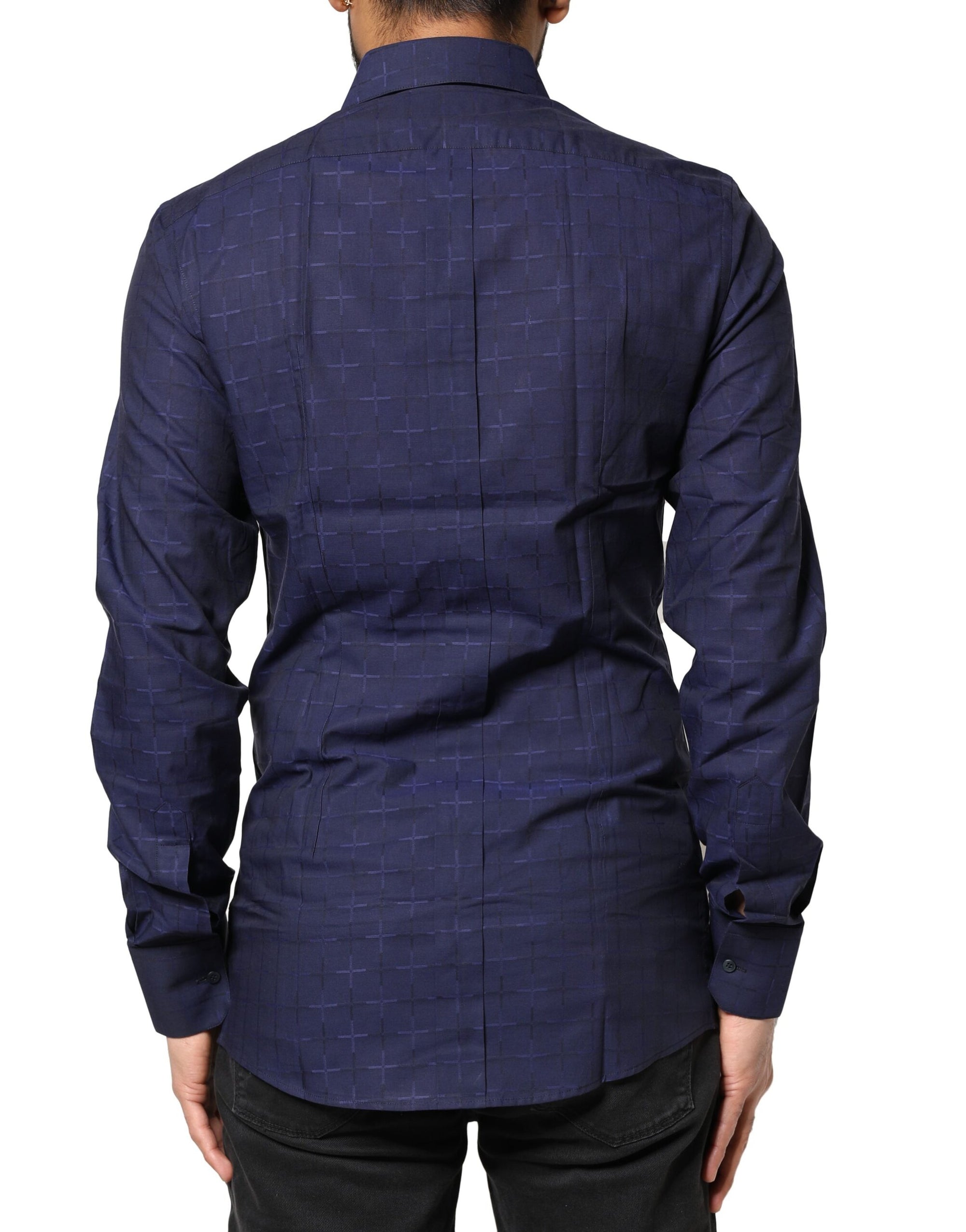Chemise habillée à carreaux bleus Dolce & Gabbana en tartan doré