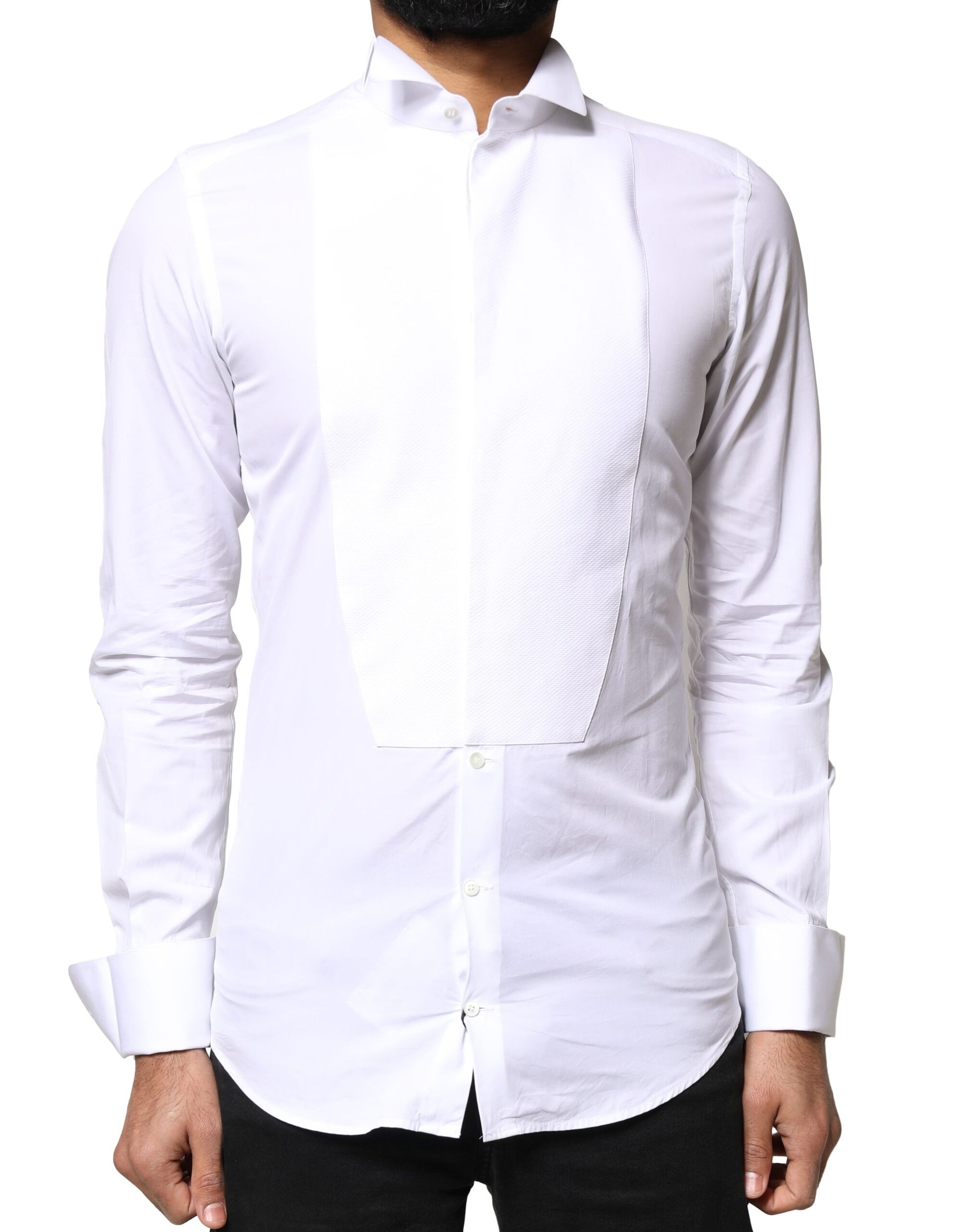 Chemise habillée en popeline de coton blanche Dolce & Gabbana pour homme