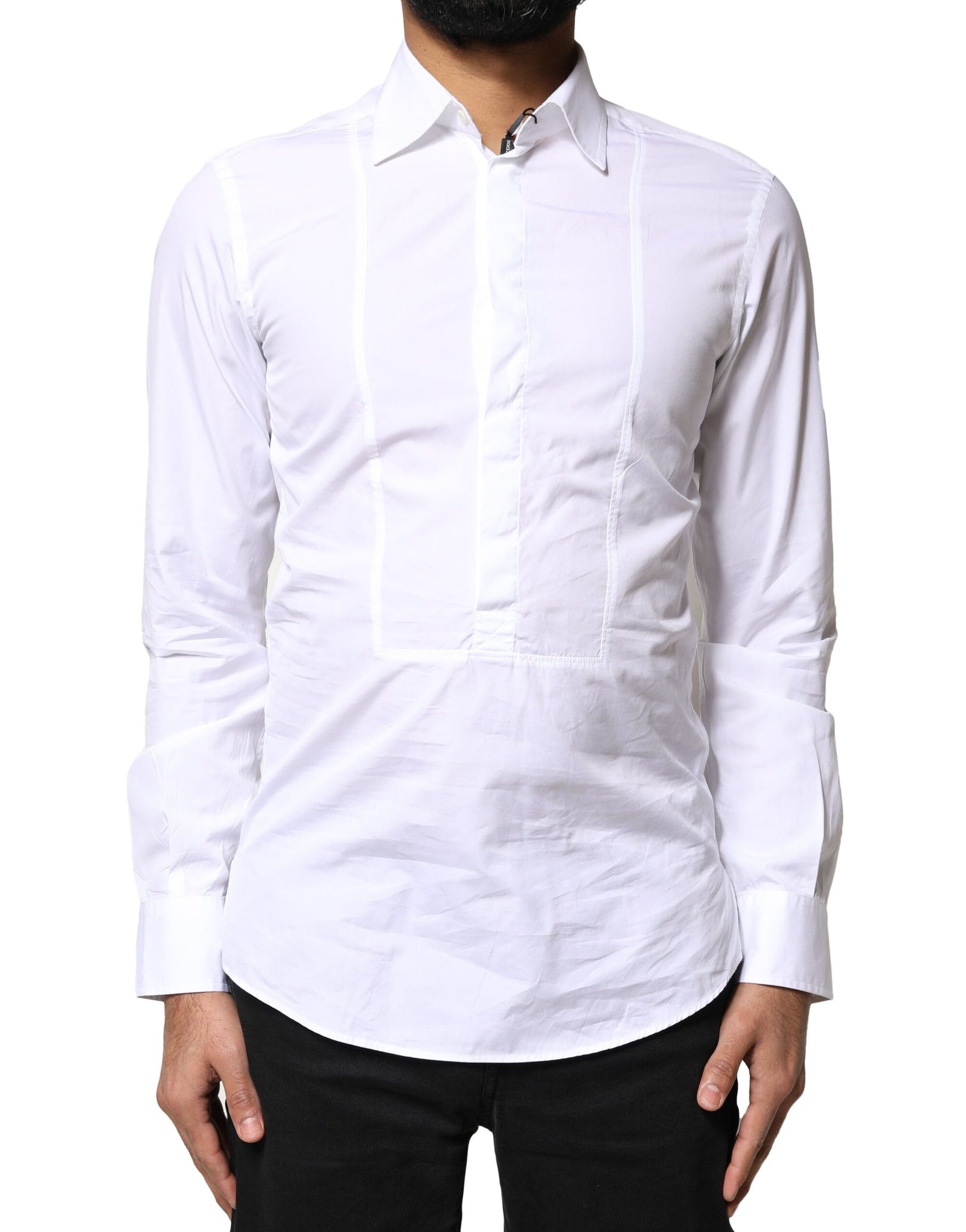 Chemise habillée à manches longues en coton blanc Dolce &amp; Gabbana