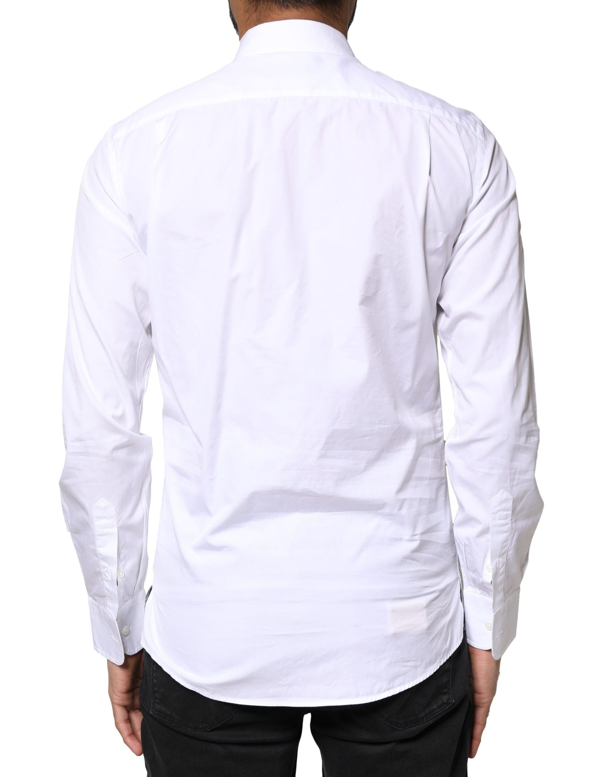 Chemise habillée à manches longues en coton blanc Dolce &amp; Gabbana
