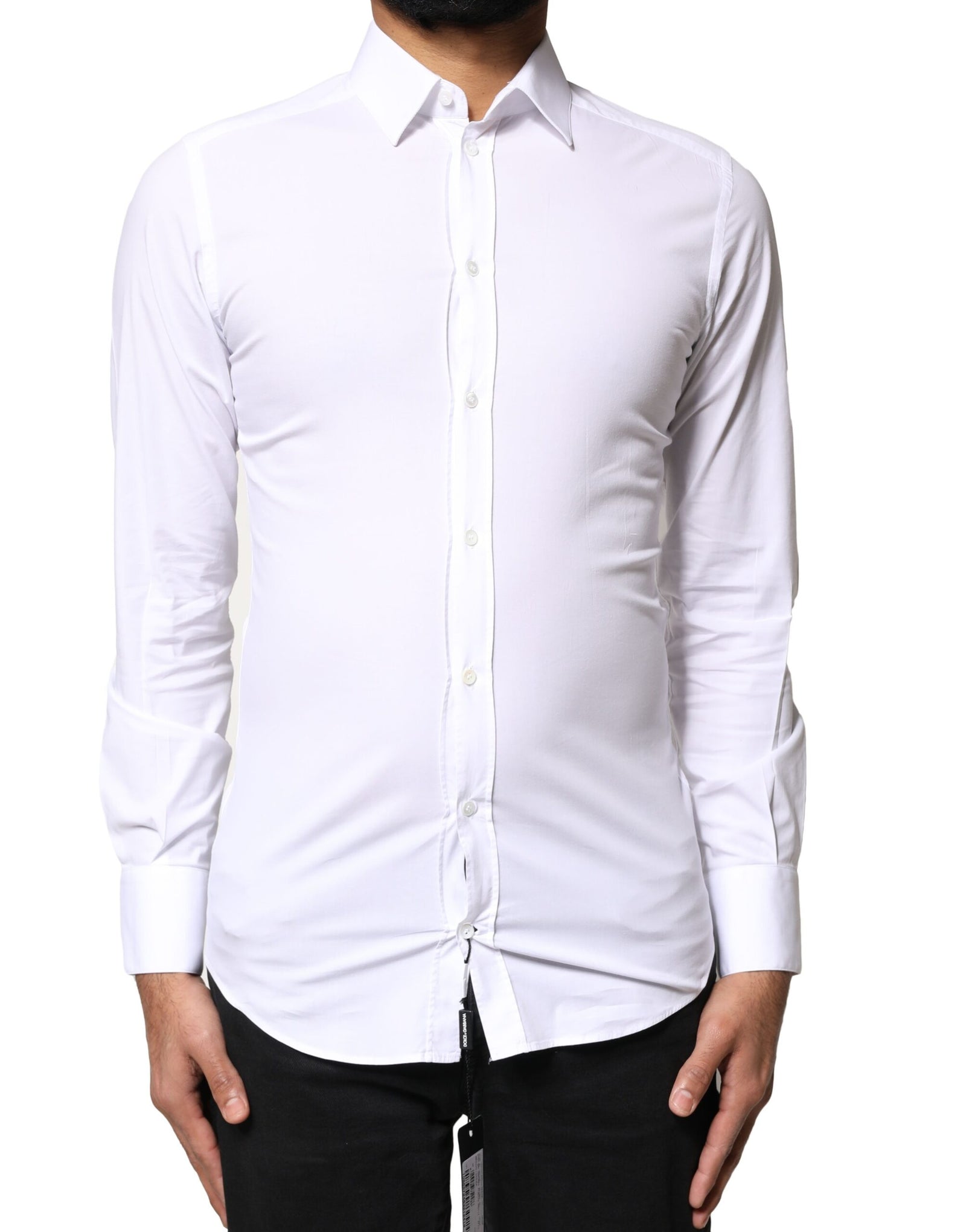 Chemise à manches longues en coton Dolce &amp; Gabbana White GOLD