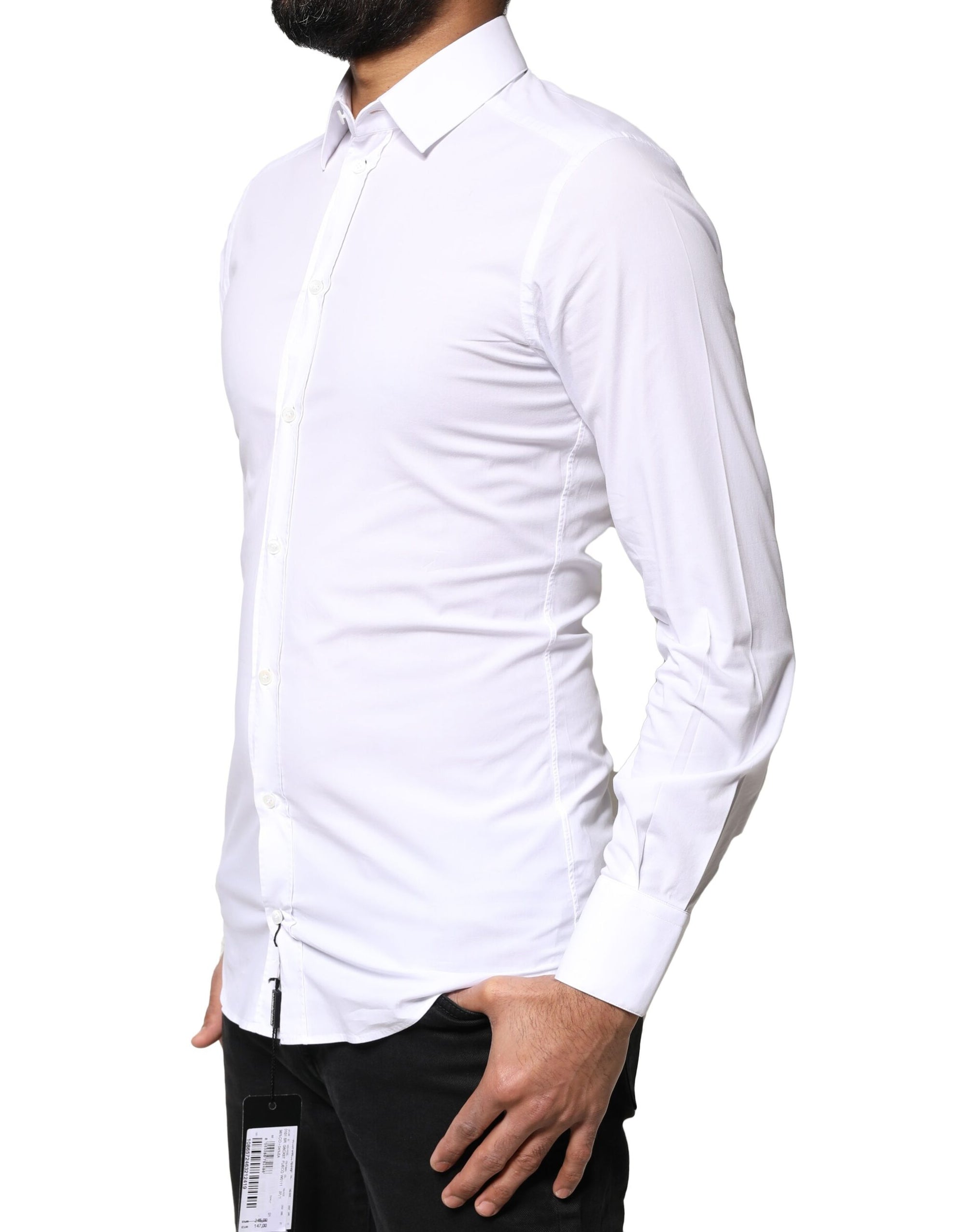 Chemise à manches longues en coton Dolce &amp; Gabbana White GOLD