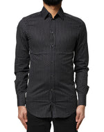 Chemise homme en coton à motifs Dolce &amp; Gabbana noir et doré