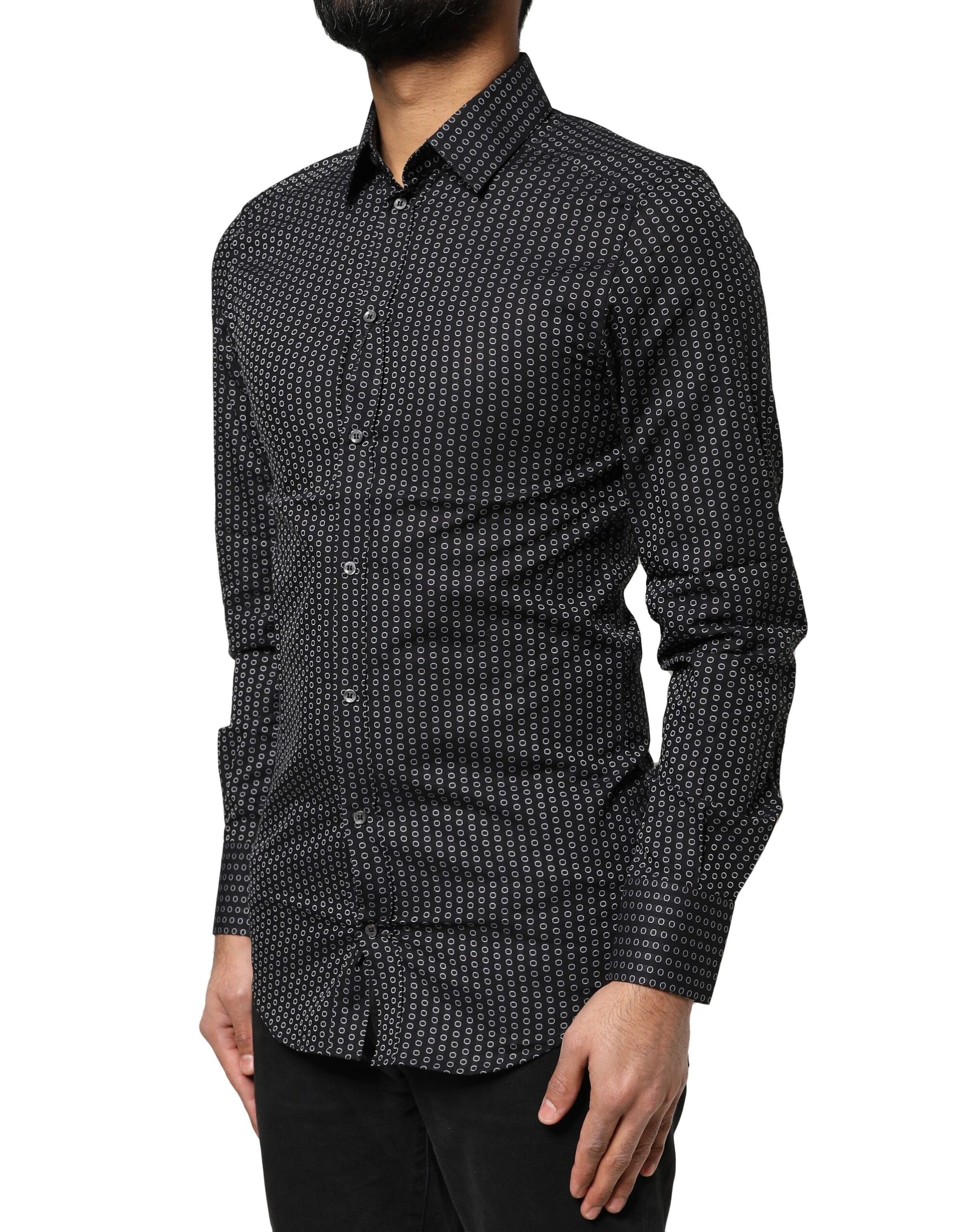 Chemise homme en coton à motifs Dolce &amp; Gabbana noir et doré