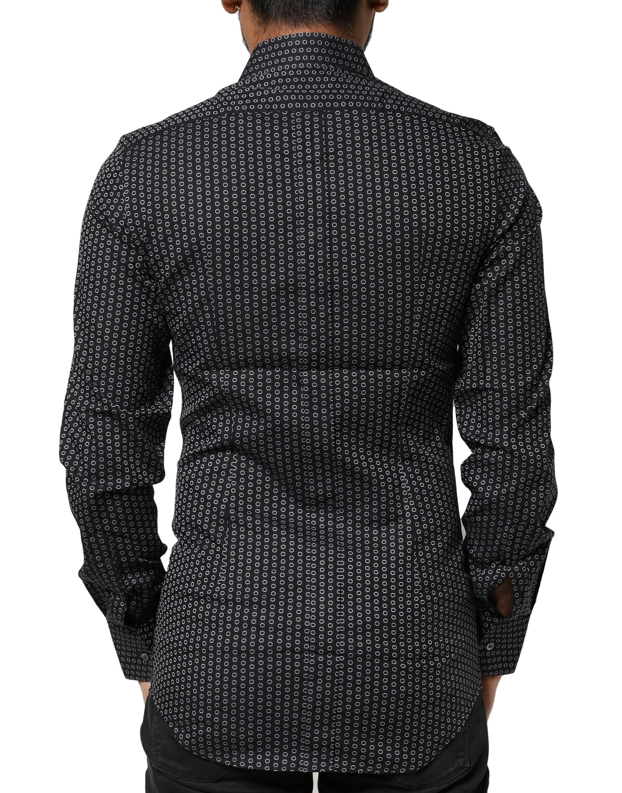Chemise homme en coton à motifs Dolce &amp; Gabbana noir et doré
