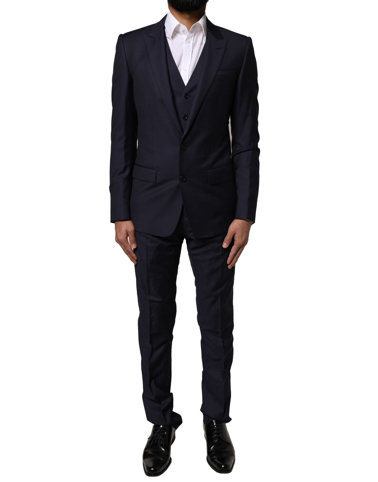 Costume 3 pièces en laine bleu Martini de Dolce &amp; Gabbana pour homme