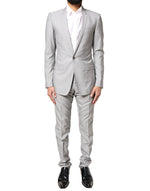 Costume deux pièces en laine gris clair Dolce &amp; Gabbana, coupe formelle, couleur or