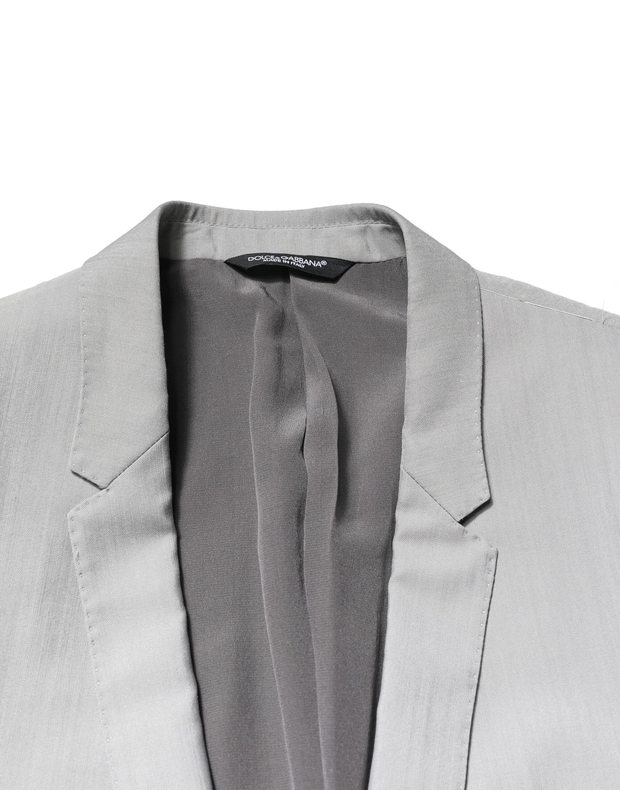 Costume deux pièces en laine gris clair Dolce &amp; Gabbana, coupe formelle, couleur or