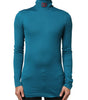 Dolce & Gabbana Blue Cotton Turtleneck Long Sleeves Sweater