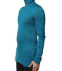 Dolce & Gabbana Blue Cotton Turtleneck Long Sleeves Sweater