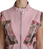 Dolce & Gabbana Pink Zippered Lamb Sleeveless Vest Leather Jacket